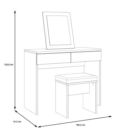 Toaletní stolek ERO + taburet hnědá/černá