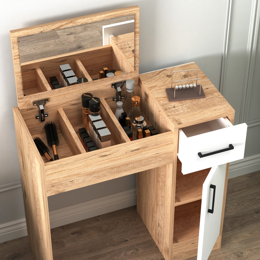 Toaletní stolek INCI 77x37 cm borovice atlantic/bílá