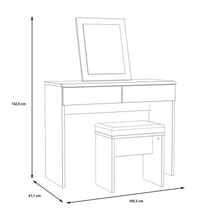 Toaletní stolek JUNO + taburet 45x29,6 cm hnědá/černá