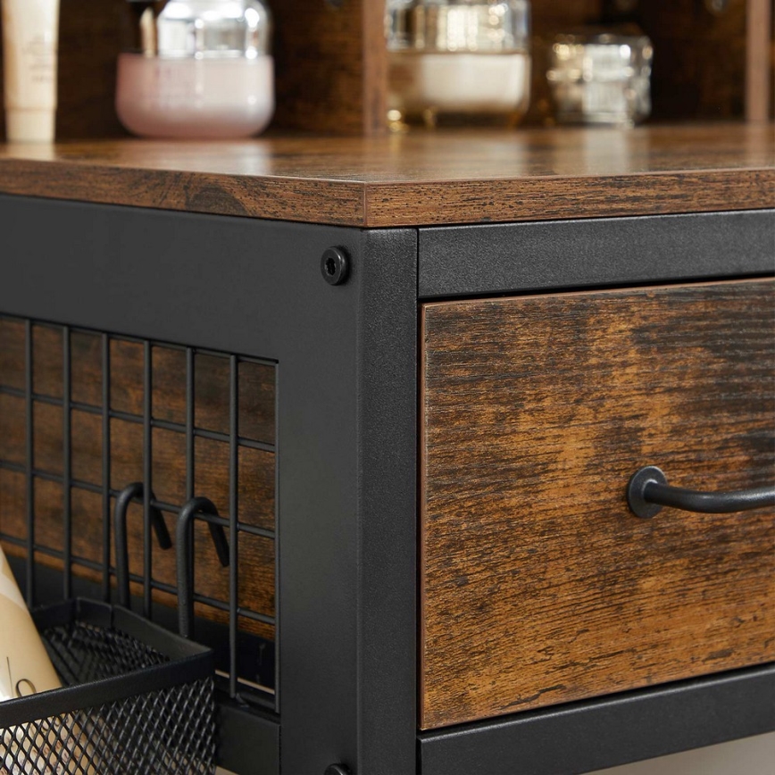 Toaletní stolek s taburetem 28,6x42 cm FLORA hnědá/černá