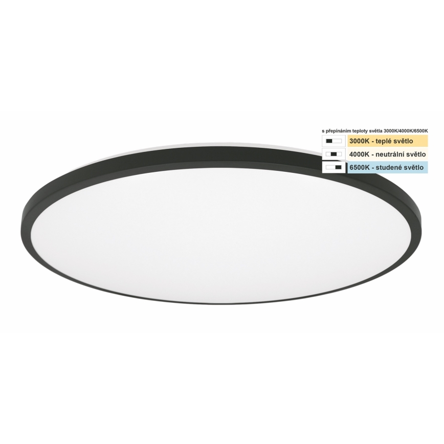 Top Light - LED Koupelnové stropní svítidlo ONYX LED/24W/230V IP44 3000/4000/6500K pr. 39 cm černá