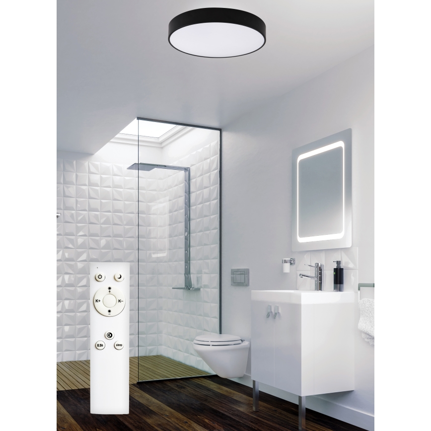 Top Light - LED Stmívatelné koupelnové stropní svítidlo PETAL LED/48W/230V IP44 3000-6500K pr. 48 cm černá + dálkové ovládání