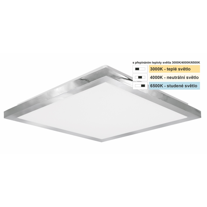 Top Light - LED Koupelnové stropní svítidlo SILVER LED/10W/230V IP44 3000/4000/6500K 28x28 cm matný chrom