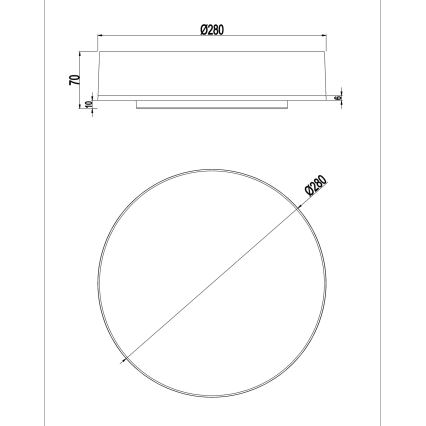Top Light - LED Stmívatelné koupelnové stropní svítidlo BOXTER LED/12/18/24W/230V IP54 3000/4000/6500K pr. 28 cm