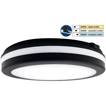 Top Light - LED Koupelnové svítidlo COMET LED/15W/230V 3000/4000/6500K IP54 pr. 20 cm černá