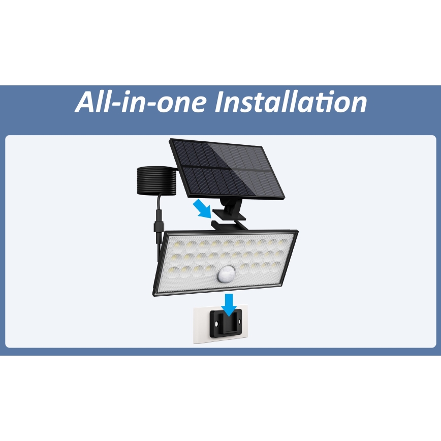 Top Light - LED Solární nástěnný reflektor se senzorem HELEON VARIO LED/8W/3,7V IP65 4000K 2200 mAh + dálkové ovládání