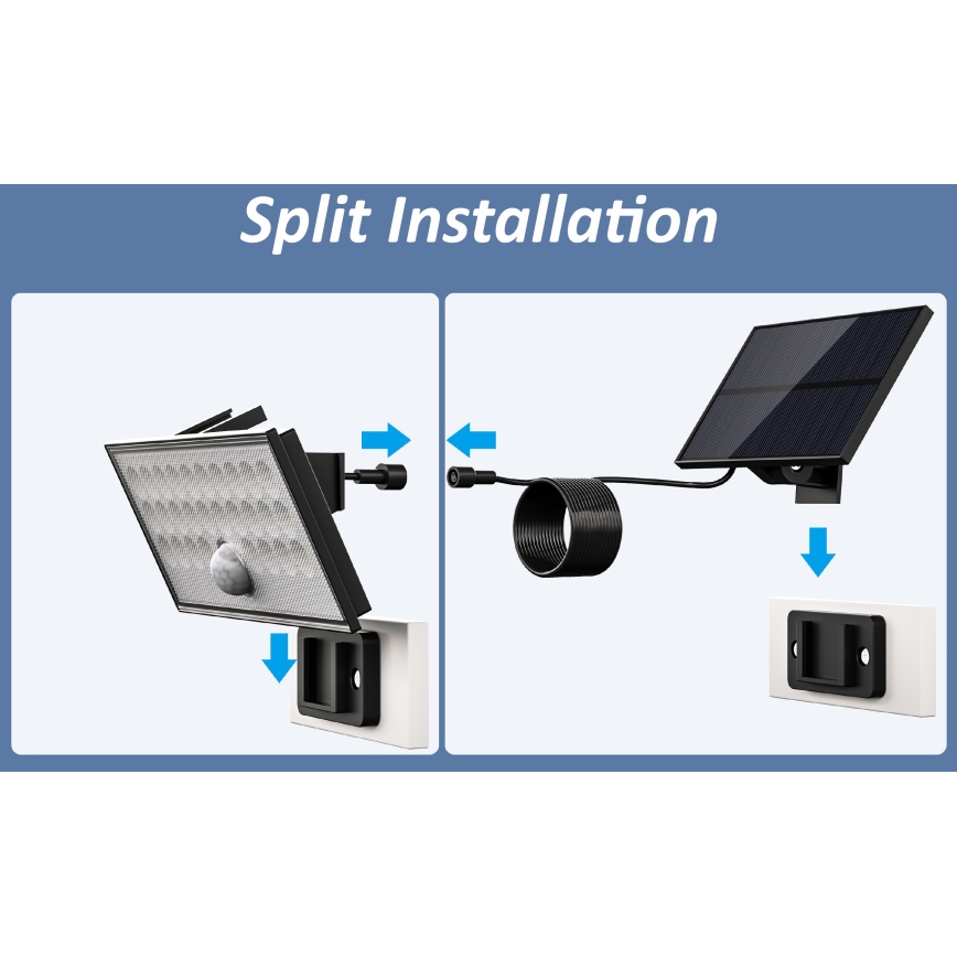 Top Light - LED Solární nástěnný reflektor se senzorem HELEON VARIO LED/8W/3,7V IP65 4000K 2200 mAh + dálkové ovládání