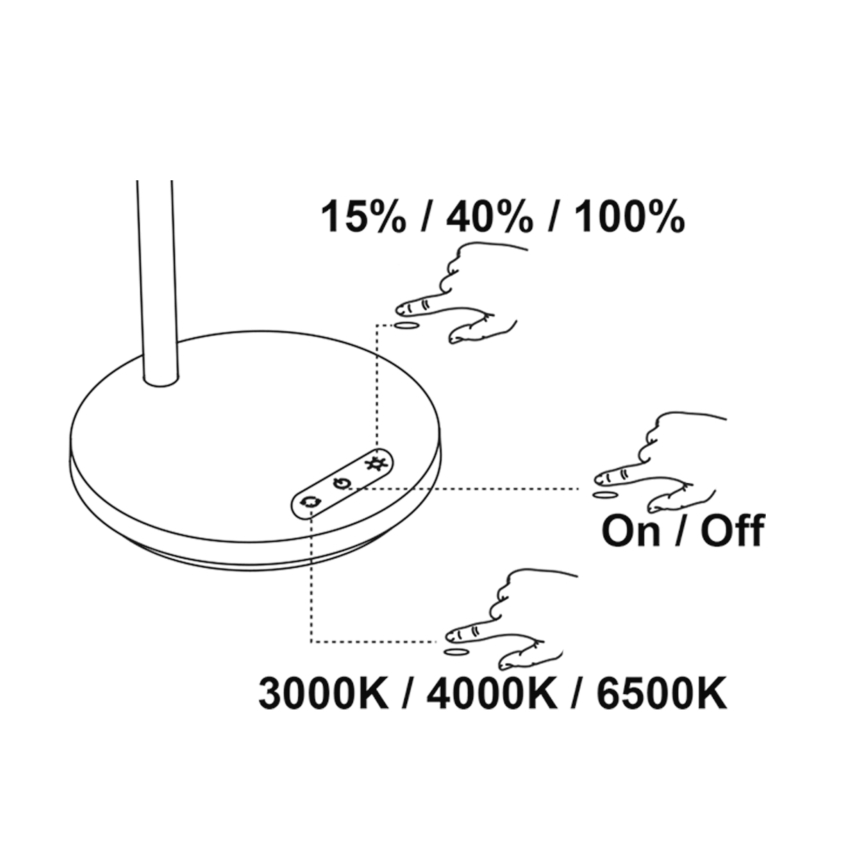 Top Light - LED Stmívatelná dotyková stolní lampa BELLA LED/4,8W/5V 3000/4000/6500K bílá