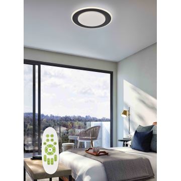 Top Light - LED Stmívatelné stropní svítidlo NORMAN LED/51W/230V pr. 39 cm černá + dálkové ovládání