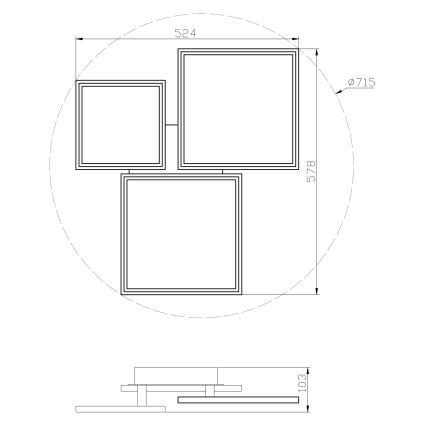 Top Light - LED Stmívatelný přisazený lustr MERKUR LED/50W/230V 3000-6500K černá + dálkové ovládání