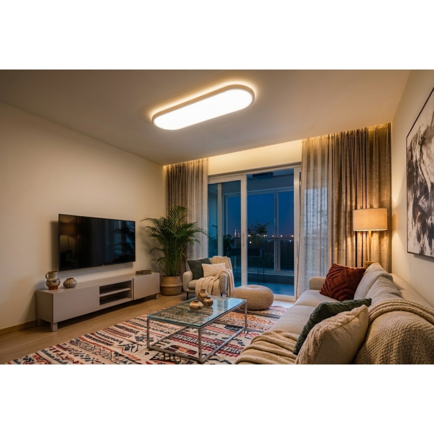 Top Light - LED Stmívatelné stropní přisazené závěsné svítidlo OVAL LED/36W/230V 3000-6500K bílá + dálkové ovládání