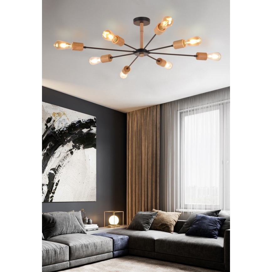 Top Light Star 8 - Lustr na tyči STAR 8xE27/40W/230V borovice