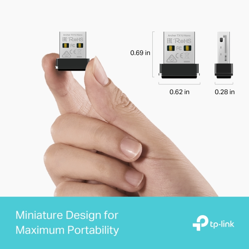 TP-Link - Bezdrátový Wi-Fi 6 USB nano adaptér Archer TX1U Nano