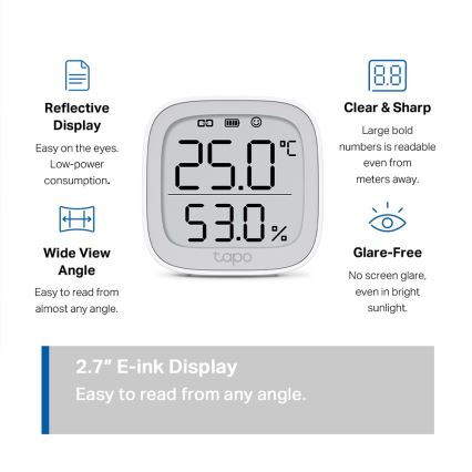 TP-Link - Chytrý monitor pro měření teploty a vlhkosti 2xAAA Wi-Fi