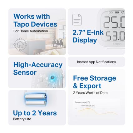 TP-Link - Chytrý monitor pro měření teploty a vlhkosti 2xAAA Wi-Fi