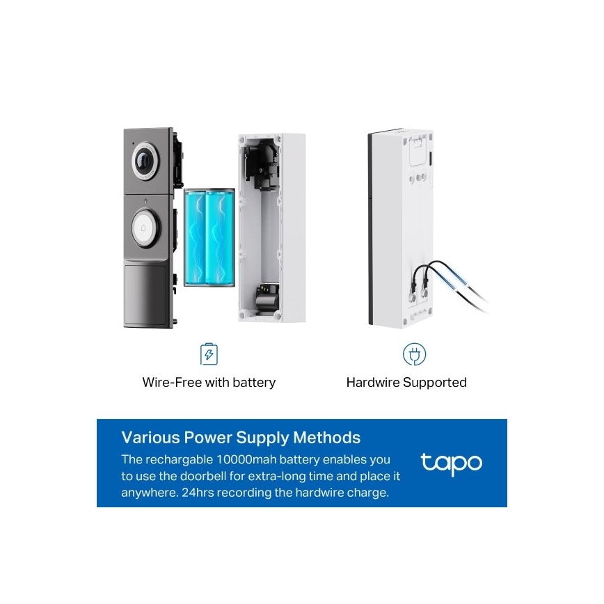 TP-Link - Chytrý videozvonek 2K 10000 mAh IP66 Wi-Fi Tuya