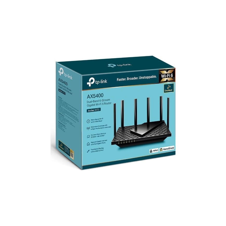 TP-Link - Dvoupásmový gigabitový Wi-Fi 6 router Archer AX72