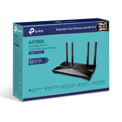 TP-Link - Dvoupásmový modemový router VDSL/ADSL s Wi-Fi 6 Archer VX1800V