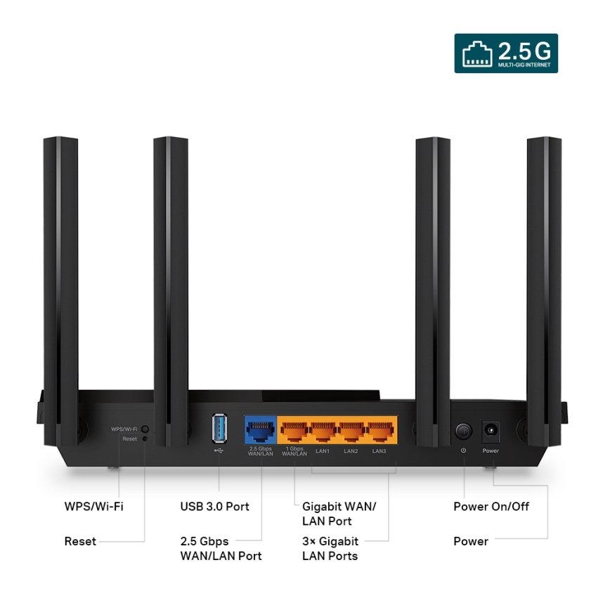 TP-Link - Dvoupásmový multigigabitový Wi-Fi 6 router s 2,5G portem Archer AX55 Pro