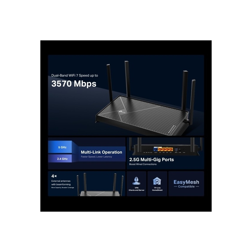 TP-Link - Dvoupásmový Wi-Fi 7 router Archer BE230