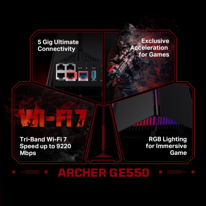 TP-Link - Herní Třípásmový Wi-Fi 7 router Archer GE550