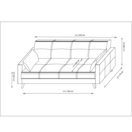 Třímístná rozkládací pohovka KORFU světle šedá