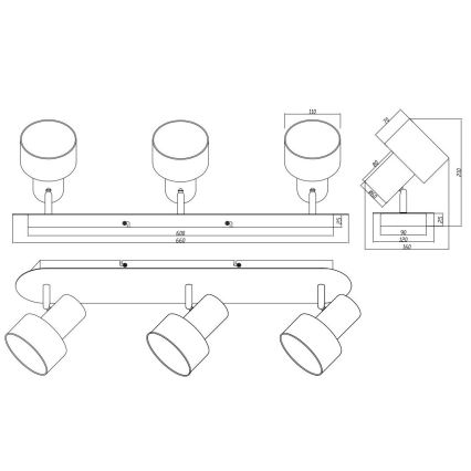 Trio - Bodové svítidlo WAILER 3xGU10/5W/230V matný chrom