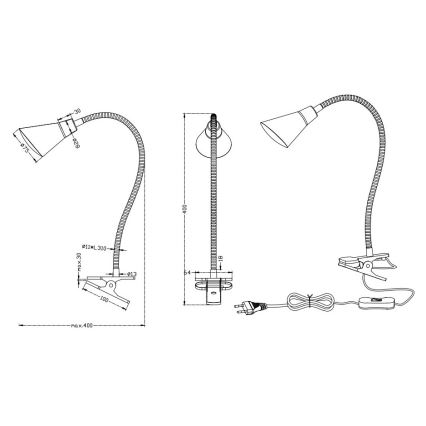 Trio - LED Lampa s klipem PRETO LED/4,1W/230V