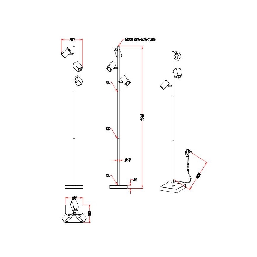 Trio - LED Stmívatelná dotyková stojací lampa LAGOS 3xLED/4,7W/230V