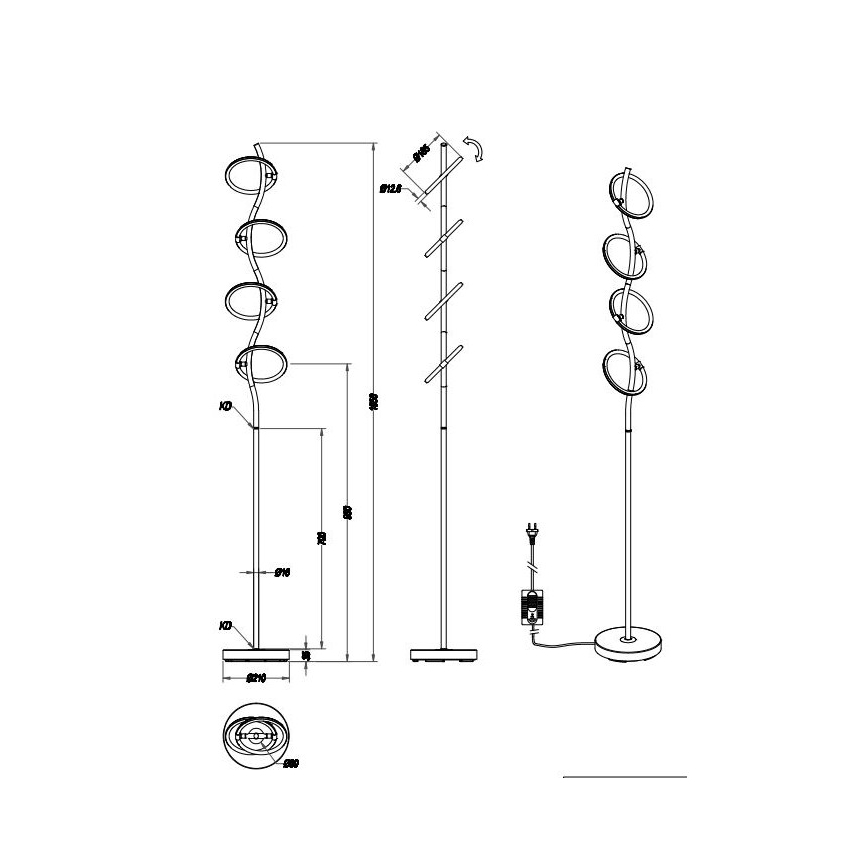 Trio - LED Stmívatelná stojací lampa OLYMPUS 4xLED/4,2W/230V