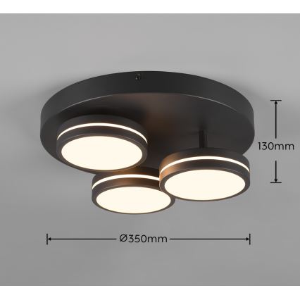 Trio - LED Stmívatelné stropní svítidlo FRANKLIN 3xLED/8,5W/230V 3000K pr. 35 cm černá