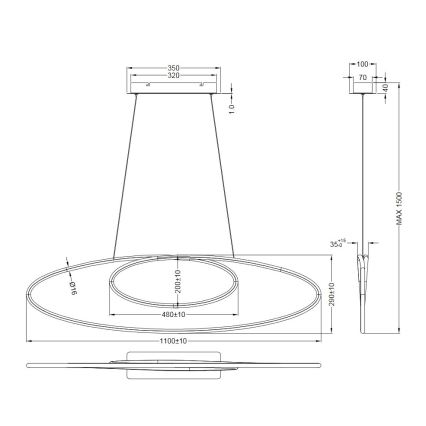 Trio - LED Stmívatelný lustr na lanku AVUS LED/35W/230V