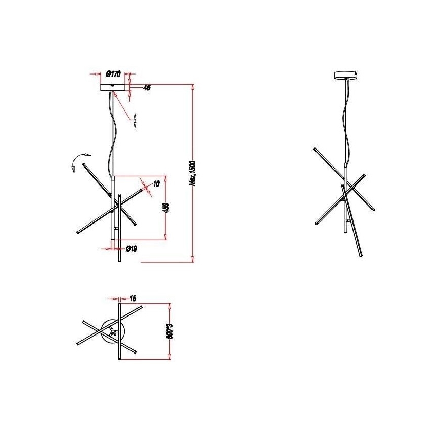 Trio - LED Stmívatelný lustr na lanku TIRIAC 3xLED/7,5W/230V bílá