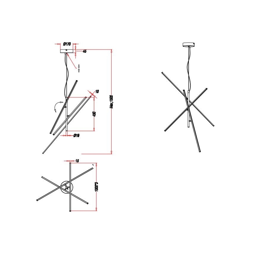 Trio - LED Stmívatelný lustr na lanku TIRIAC 3xLED/8,5W/230V bílá