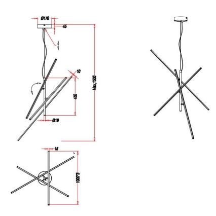 Trio - LED Stmívatelný lustr na lanku TIRIAC 3xLED/8,5W/230V