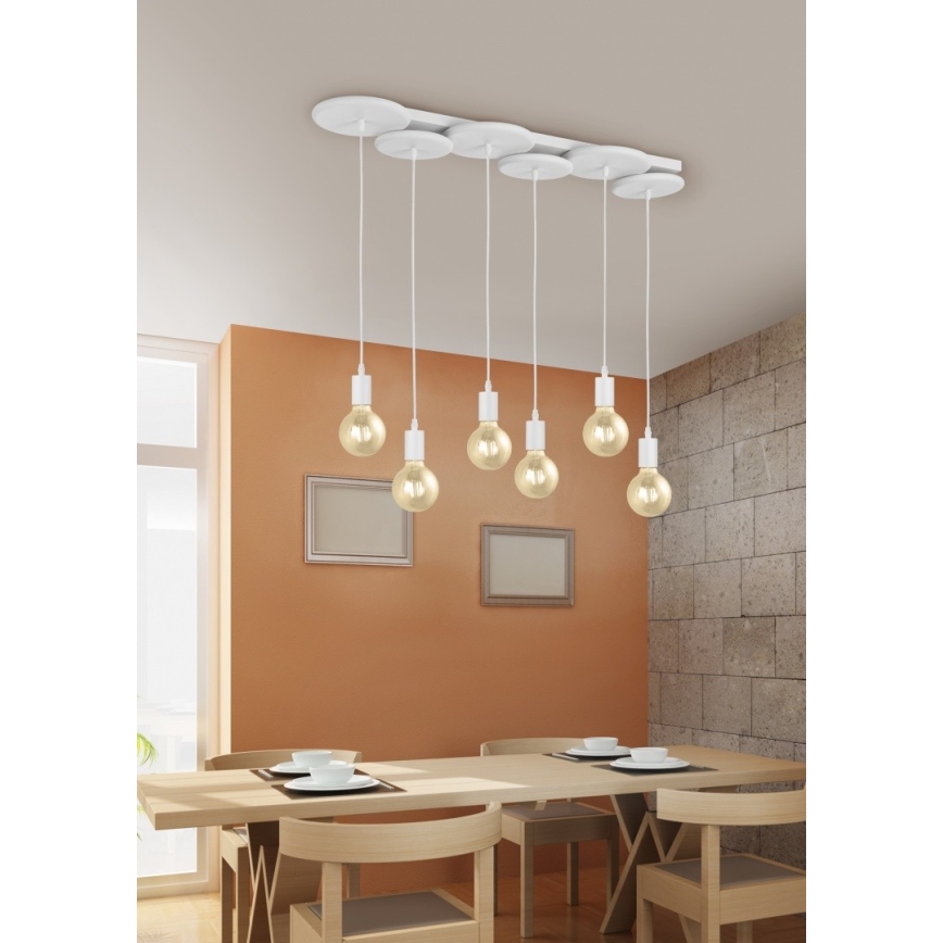 Trio - Lustr na lanku DISCUS 6xE27/28W/230V bílá