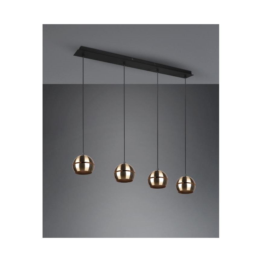 Trio - Lustr na lanku FLETCHER 4xE14/40W/230V mosaz