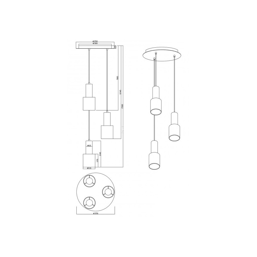 Trio - Lustr na lanku WAILER 3xGU10/5W/230V béžová