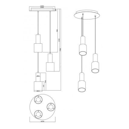 Trio - Lustr na lanku WAILER 3xGU10/5W/230V šedá