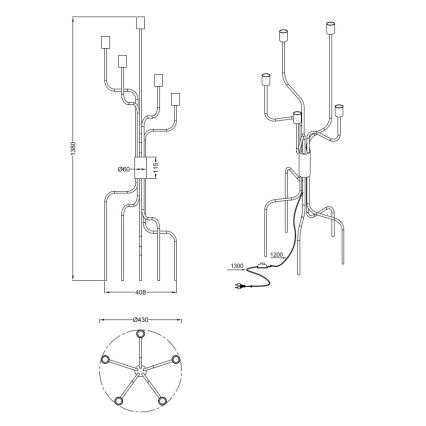 Trio - Stojací lampa CONNOR 5xE27/10W/230V