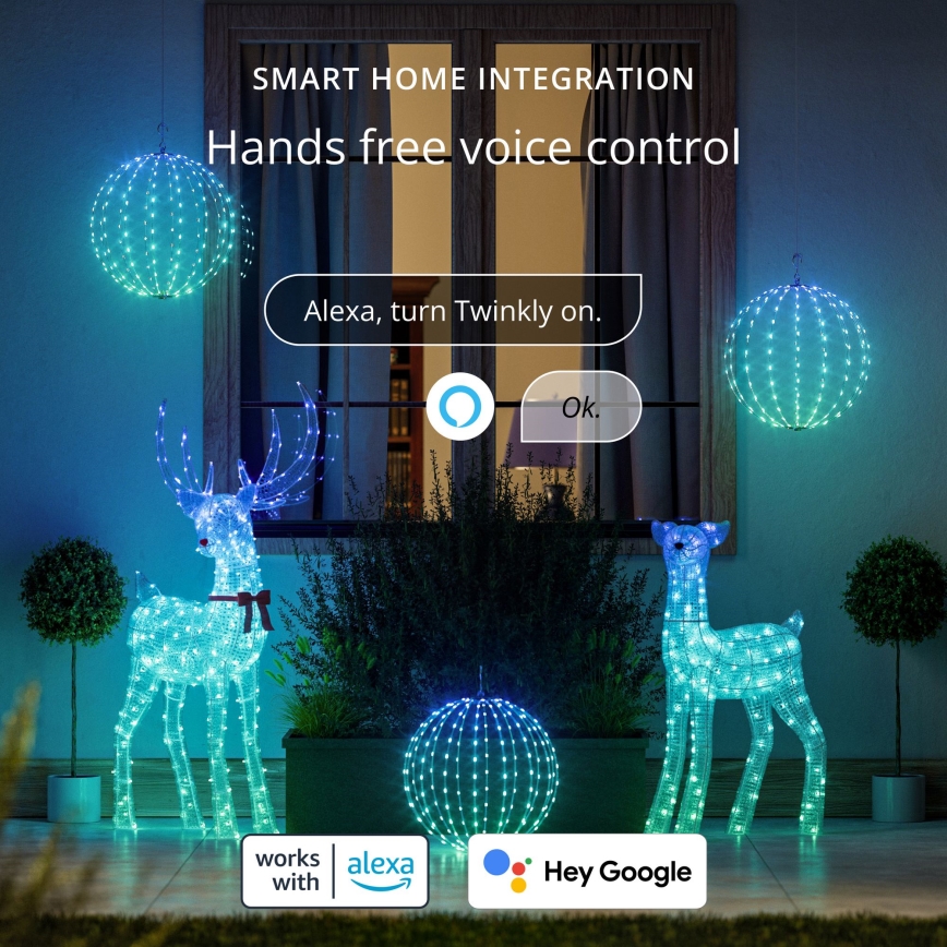 Twinkly - LED RGBW Stmívatelný venkovní vánoční sob REINGEERS 250xLED IP44 Wi-Fi