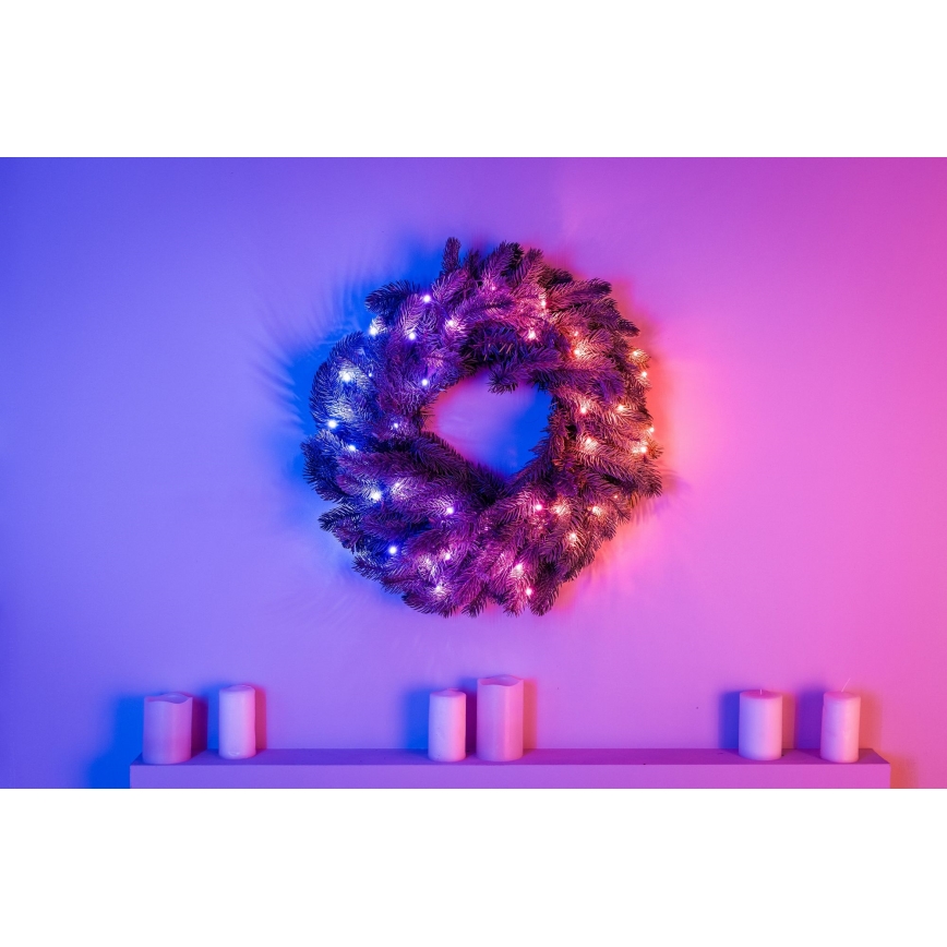 Twinkly - LED RGB Stmívatelný vánoční věnec 50xLED pr. 60 cm Wi-Fi