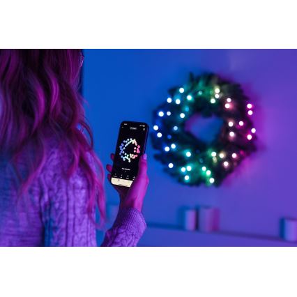 Twinkly - LED RGB Stmívatelný vánoční věnec 50xLED pr. 60 cm Wi-Fi