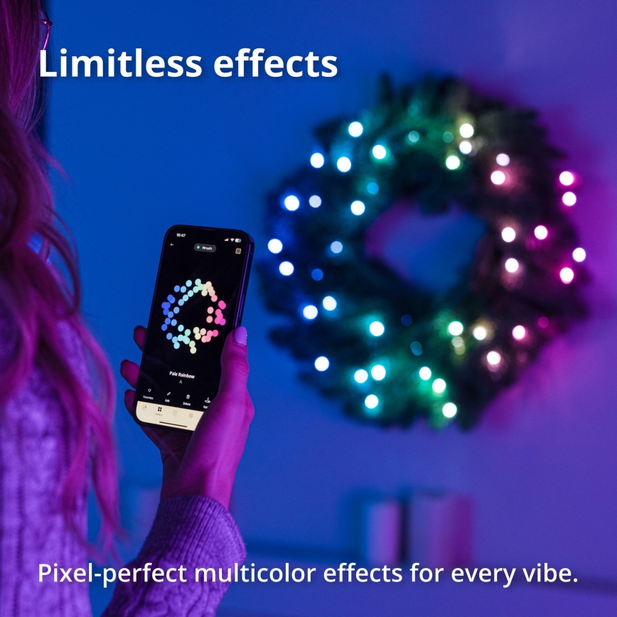 Twinkly - LED RGB Stmívatelný vánoční věnec 50xLED pr. 60 cm Wi-Fi