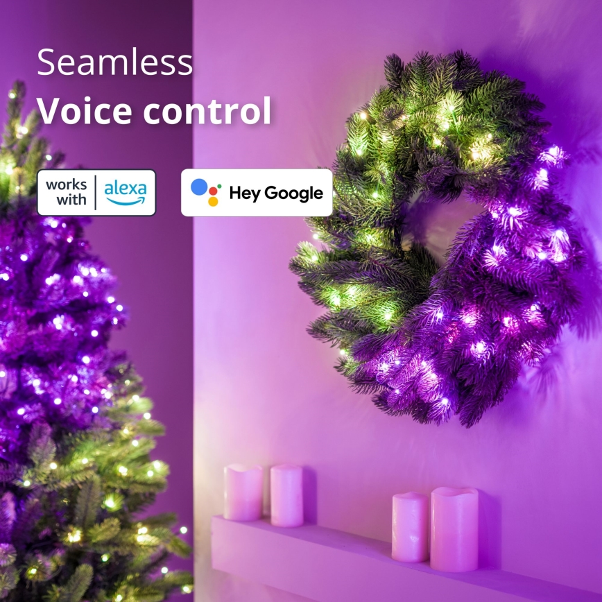 Twinkly - LED RGB Stmívatelný vánoční věnec 50xLED pr. 60 cm Wi-Fi