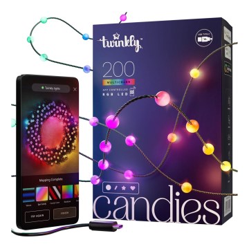 Twinkly - LED RGB Stmívatelný vánoční řetěz CANDIES 200xLED 14 m USB Wi-Fi