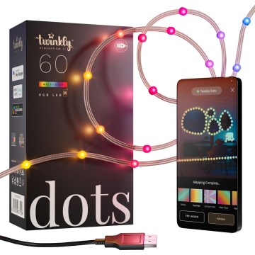 Twinkly - LED RGB Stmívatelný vánoční řetěz DOTS 60xLED 7 m USB Wi-Fi