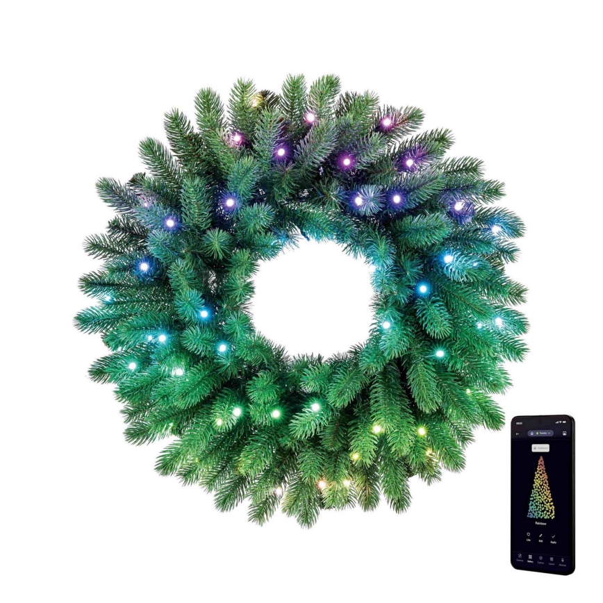 Twinkly - LED RGB Stmívatelný vánoční věnec 50xLED pr. 60 cm Wi-Fi