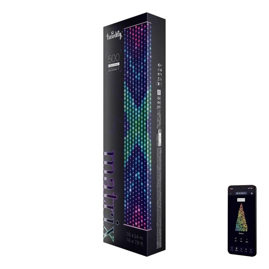 Twinkly - LED RGB Stmívatelný vánoční závěs MATRIX 500xLED 0,5x2,4 m Wi-Fi