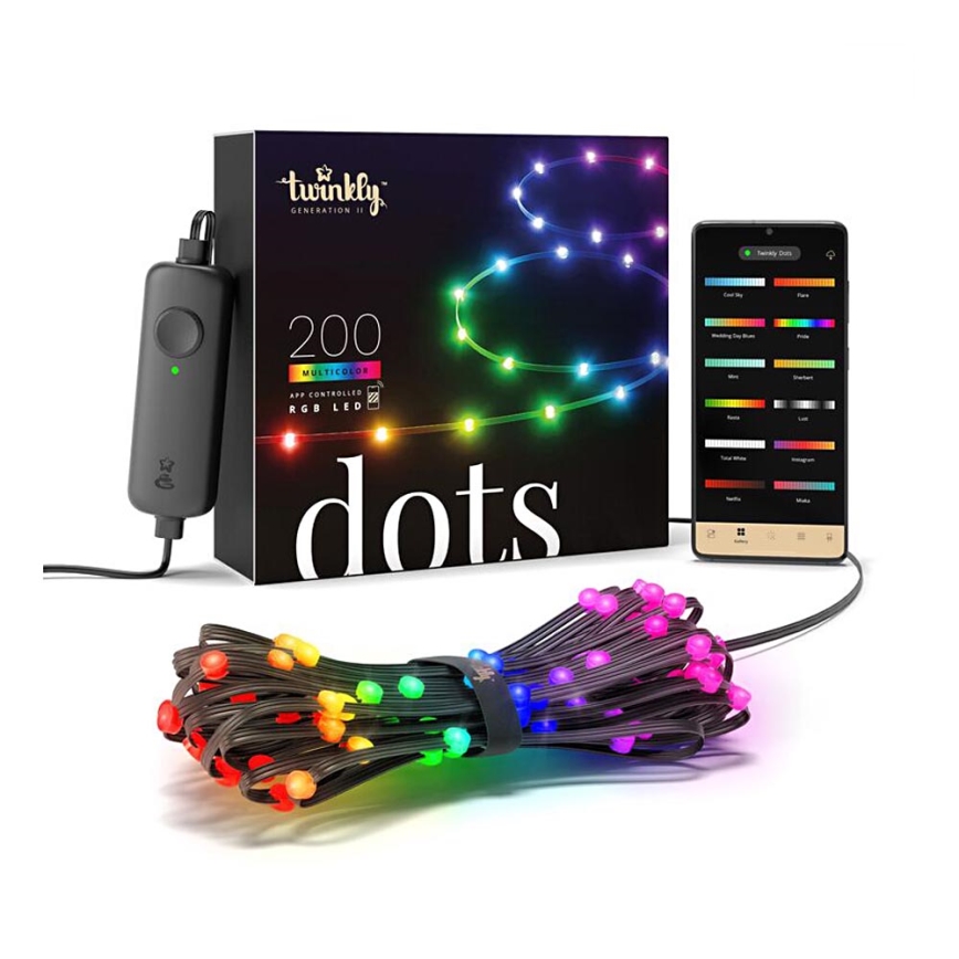 Twinkly - LED RGB Venkovní stmívatelný pásek DOTS 200xLED 10 m IP44 WiFi